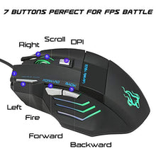 Carica l'immagine nel visualizzatore di Gallery, QueenDer Mouse Gaming,Gioco/Lavoro Wired USB Mouse,Ergonomico Lampada black