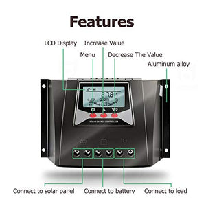 SolaMr 60A Regolatore di Carica Solare 12V/24V/36V/48V Regolatore Intelligente di Tensione di Identificazione Automatica con Display LCD per Solar Home System - WP6048D
