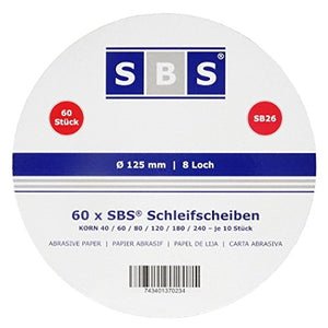 SBS - 60 dischi abrasivi a 8 fori, per levigatrice eccentrica, diametro: 125...