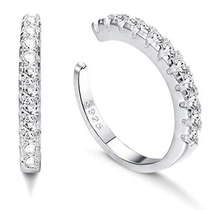 Milacolato 925 Sterling Silver CZ Pave Ear Cuffs Orecchini a Tono Argento - Ilgrandebazar
