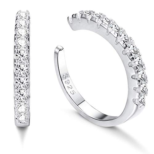 Milacolato 925 Sterling Silver CZ Pave Ear Cuffs Orecchini a Tono Argento - Ilgrandebazar