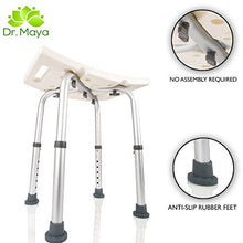 Carica l'immagine nel visualizzatore di Gallery, Dr. Maya, Sedia per vasca da bagno e per doccia regolabile, con maniglione da doccia con ventosa incluso, antiscivolo, dalla seduta ampia e bianca, con gambe in alluminio (sedia da doccia)