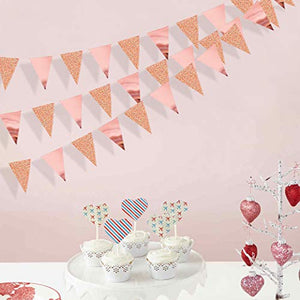 Pink Blume 78pcs Bandierine Triangolari Bandiera di Pennant Oro Rosa