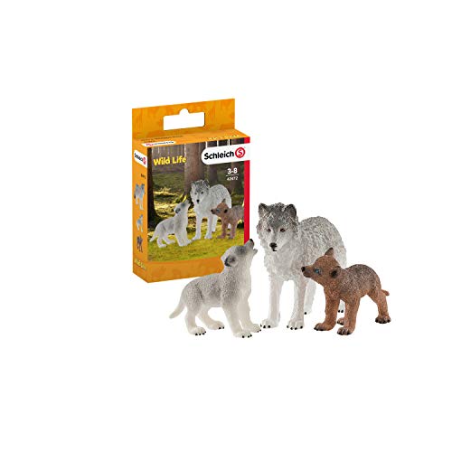 Schleich-2542472 Mamma Lupa con Cuccioli, 42472 multi-colored