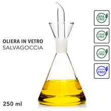 Carica l&#39;immagine nel visualizzatore di Gallery, Classe Italy - Oliera in Vetro salvagoccia Conica-Dosatore Olio e 250 ml - Ilgrandebazar
