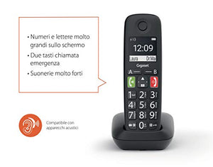Gigaset E290 Duo, Telefoni Cordless, Due Portatili con Suonerie Forti, Nero - Ilgrandebazar