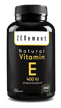 Carica l'immagine nel visualizzatore di Gallery, Vitamina E Naturale - 400 IU (D-alfa-tocoferolo), 200 Capsule Softgel |...
