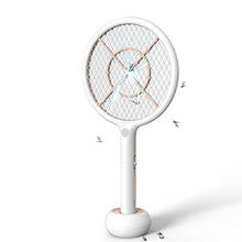 Carica l&#39;immagine nel visualizzatore di Gallery, CONOPU Racchetta Zanzare Elettrica, 4000V Zanzare Elettrico, Base di ricarica wireless USB, Ricaricabile Batteria, Luce LED, 3 Strati Protezione Maglia, Antizanzare, Bianco