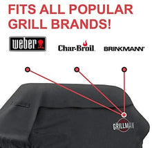 Carica l&#39;immagine nel visualizzatore di Gallery, Grillman Premium BBQ Grill, Resistente Copertura per Barbecue Weber, Brinkmann, Char Broil, ECC. Resistente agli Strappi, ai Raggi UV e all&#39;Acqua, 147 cm, Nero
