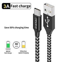 Carica l'immagine nel visualizzatore di Gallery, GIANAC Cavo USB C, [5Pezzi, 0.25m 0.5m 1m 2m 3m] Nylon Nero + Argento