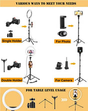 Carica l&#39;immagine nel visualizzatore di Gallery, UPhitnis Luce per selfie da 10&quot;con supporto treppiede e 10&quot;COMBINATION