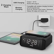 Carica l'immagine nel visualizzatore di Gallery, Reacher Radiosveglia digitale con Ricarica Senza fili-porta USB,Grande Display LED Regolabile,Timer per il sonno,2 suoni di Sveglia,Volume Regolabile,12/24H,Orologio FM moderno per camere da letto