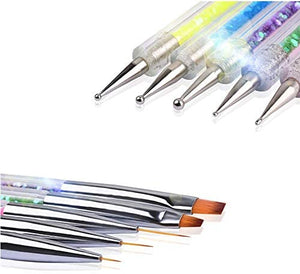 Pennelli per Nail Art Penne dotter per nail art attrezzi a doppia punta unghie Pennello per pittura Penne Acrilico UV Gel 3D luccichio Smalto per unghie Penna Set per DIY design delle unghie