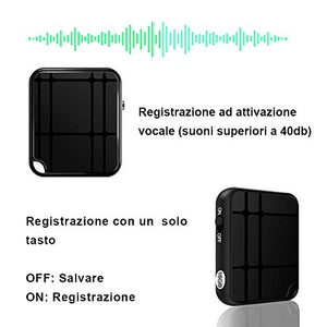 H+Y Mini Registratore Vocale, Registratore Vocale Portatile 16GB, Ricaricabile USB, MP3, Registratore Audio con Attivazione Vocale Ideale per Lezioni, Riunioni, Interviste, Colloqui, Fino a 284 Ore