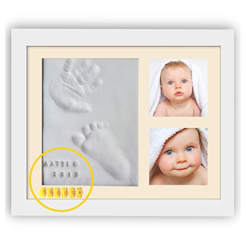 PITI COT Cornice Impronte Neonato - Kit Lettere Numeri e 4 Cornici Colorate...