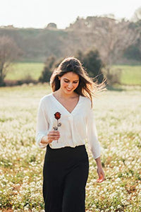 Rosa Eterna fatta di Ferro Battuto Rosso con piedistallo - Forgiata a Mano - Ilgrandebazar