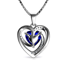 Carica l&#39;immagine nel visualizzatore di Gallery, DEPHINI Blu Collana Cuore – 925 argento ciondolo a forma di cuore con... - Ilgrandebazar