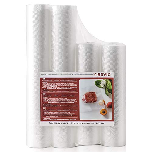 YISSVIC Sacchetti per Sottovuoto, 2 Rotoli 20x500 cm +2 28x500 cm...