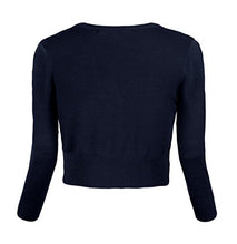 Carica l'immagine nel visualizzatore di Gallery, Urban GoCo Donna Bolero Lavorato a Maglia a Bottoni Coprispalle S, Blu Navy - Ilgrandebazar
