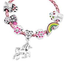 Carica l&#39;immagine nel visualizzatore di Gallery, Braccialetto in pelle rosa da ragazza con charm e inserto a forma di... - Ilgrandebazar