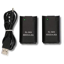 Carica l&#39;immagine nel visualizzatore di Gallery, Xbox 360 Batteria, OSAN 2 Pz 4800mAh Batteria Ricaricabile + Cavo USB nero