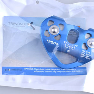 TRIWONDER 30kN Carrucola Doppia con Guance Fisse Carrucole Arrampicata per Recuperi Deviazioni di Carico Arrampicata in Falesia o Indoor Funivia (Blu)