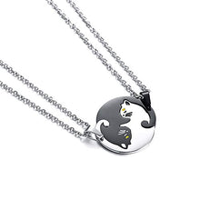Carica l&#39;immagine nel visualizzatore di Gallery, Coppia di ciondoli da uomo e donna, a forma gatto, Yin Yang in acciaio... - Ilgrandebazar
