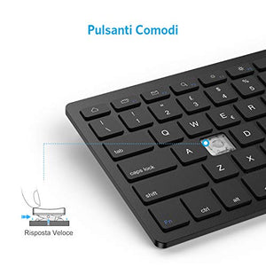 OMOTON Tastiera Bluetooth per Android, Compatibile con Samsung o Huawei Nera