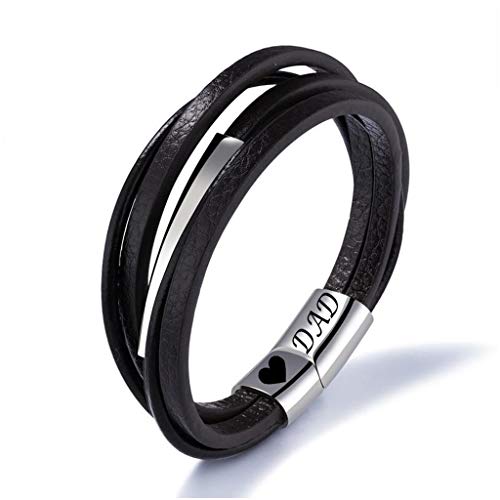Gkmamrg - Bracciale da uomo in pelle con incisione DAD, confezione...