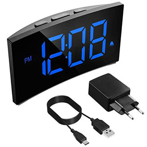 Holife Sveglia Digitale, da Comodino, 1. Blu con Adattatore - Ilgrandebazar