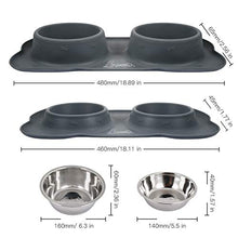 Carica l'immagine nel visualizzatore di Gallery, Pecute Ciotole per Cani Gatti in Acciaio Inox con 2 x 400 ml, double bowls M