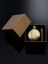 Carica l&#39;immagine nel visualizzatore di Gallery, Orologio da Taschino al Quarzo per Uomo con Quadrante Nero e Catena Oro - Ilgrandebazar