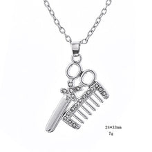Carica l'immagine nel visualizzatore di Gallery, Elegante collana con ciondolo a forma di forbici e pettine, per uomini e... - Ilgrandebazar