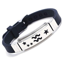 Carica l'immagine nel visualizzatore di Gallery, Bracciale in Nera con Piastra Incisa Segno di Costellazione Bottiglia D'acqua - Ilgrandebazar