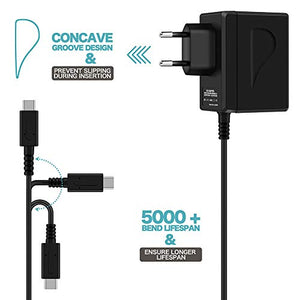 Nintendo Switch AC Adapter, Alimentatore PD Tipo-C Adattatore, Nero