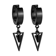 Carica l&#39;immagine nel visualizzatore di Gallery, JewelryWe Orecchini da Uomo Donna a Cerchio con Pendente in Nero - Ilgrandebazar