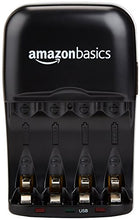 Carica l'immagine nel visualizzatore di Gallery, AmazonBasics - Carica batterie con porta USB per Ni-MH AA e AAA