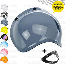 Carica l&#39;immagine nel visualizzatore di Gallery, VRacing Visiera Casco 3 Bottoni Universale jet e integrale Fume&#39;