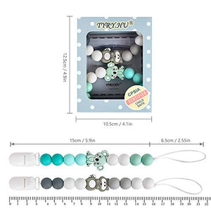 Catenella Portaciuccio Catena Bambino Ciuccio Clip Procione Grigio Verde - Ilgrandebazar