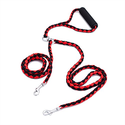 Locisne No Guinzaglio groviglio doppio cane per 2 cani in nylon rosso e nero - Ilgrandebazar