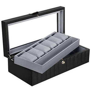 SONGMICS Scatola Porta Orologi a 2 Livelli con 6 Scomparti, Custodia per... - Ilgrandebazar