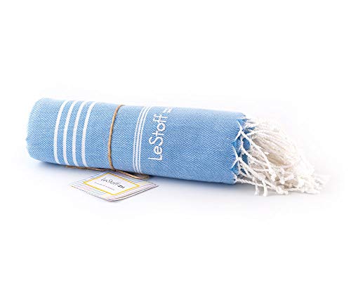 LeStoff Telo Mare Fouta da Bagno XXL 100% 100 x 180 cm, Light Blue