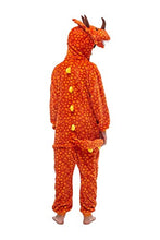 Carica l'immagine nel visualizzatore di Gallery, emmarcon Kigurumi Pigiami Animali da 120/altezza 115-125, Dinosauro Arancione - Ilgrandebazar