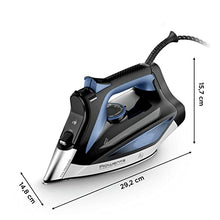 Carica l&#39;immagine nel visualizzatore di Gallery, Rowenta DW7320D1 Everlast Anticalc Ferro a Vapore, 2700 W, getto a vapore potente, 400 micro-fori, sistema anticalcare, nero/azzurro, Nero/Blu