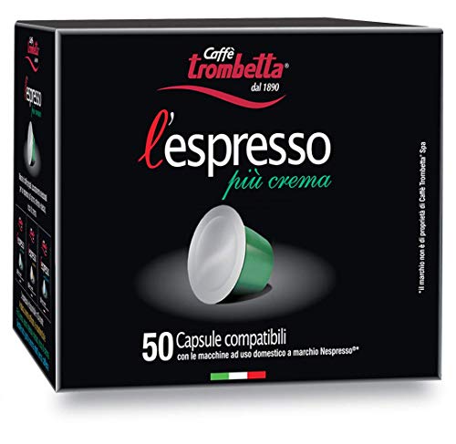Caffè Trombetta L'Espresso, Capsule Compatibili Nespresso, Più Crema - 100