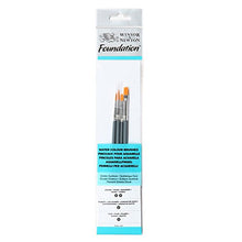 Carica l&#39;immagine nel visualizzatore di Gallery, Winsor&amp;Newton - Foundation 4 Pennelli Acquarello - Round 3,5 - Filbert 2 -... - Ilgrandebazar