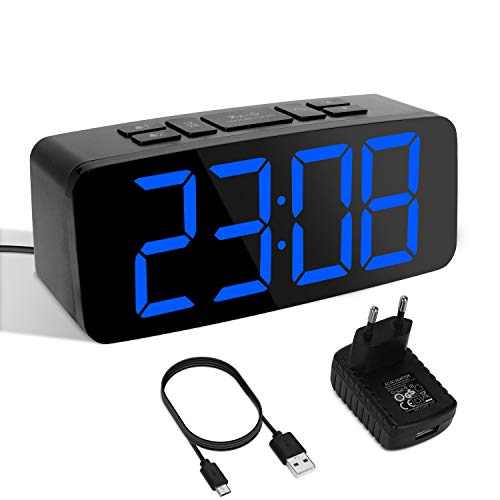 Yissvic Sveglia Digitale LED con Adattatore 6.3 Pollici Schermo Luminosità...