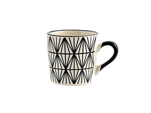 H&H Vhera Set 6 Tazzine Caffè, Stoneware, Bianco/Nero, 90 ml - Ilgrandebazar