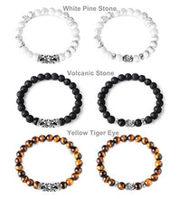 Carica l&#39;immagine nel visualizzatore di Gallery, BESTEEL 6PCS 8MM Palline Bracciali per Uomo Vulcanica Giallo Tigre Occhio... - Ilgrandebazar