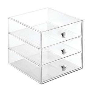 iDesign Porta trucchi con 3 cassetti, Mini cassettiera per Trasparente